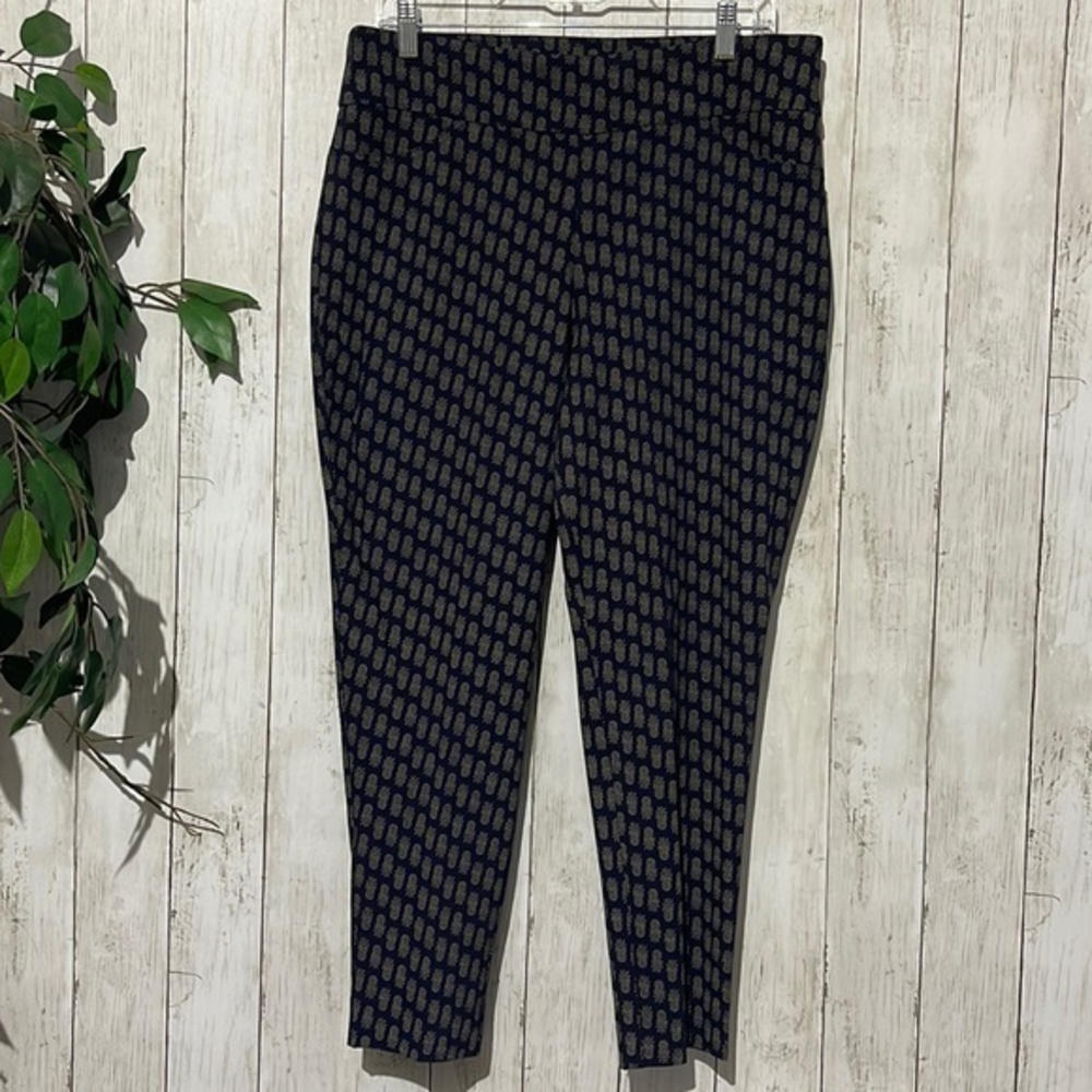 Orvis Women's Navy Pineapple Print Straight Leg Ankle Pants Size 16